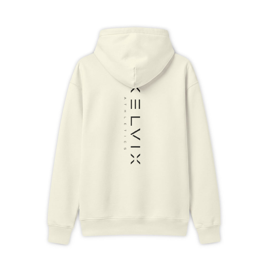 Kelvix Logo Hoodie — Minimalist Vertical Back Print Pullover