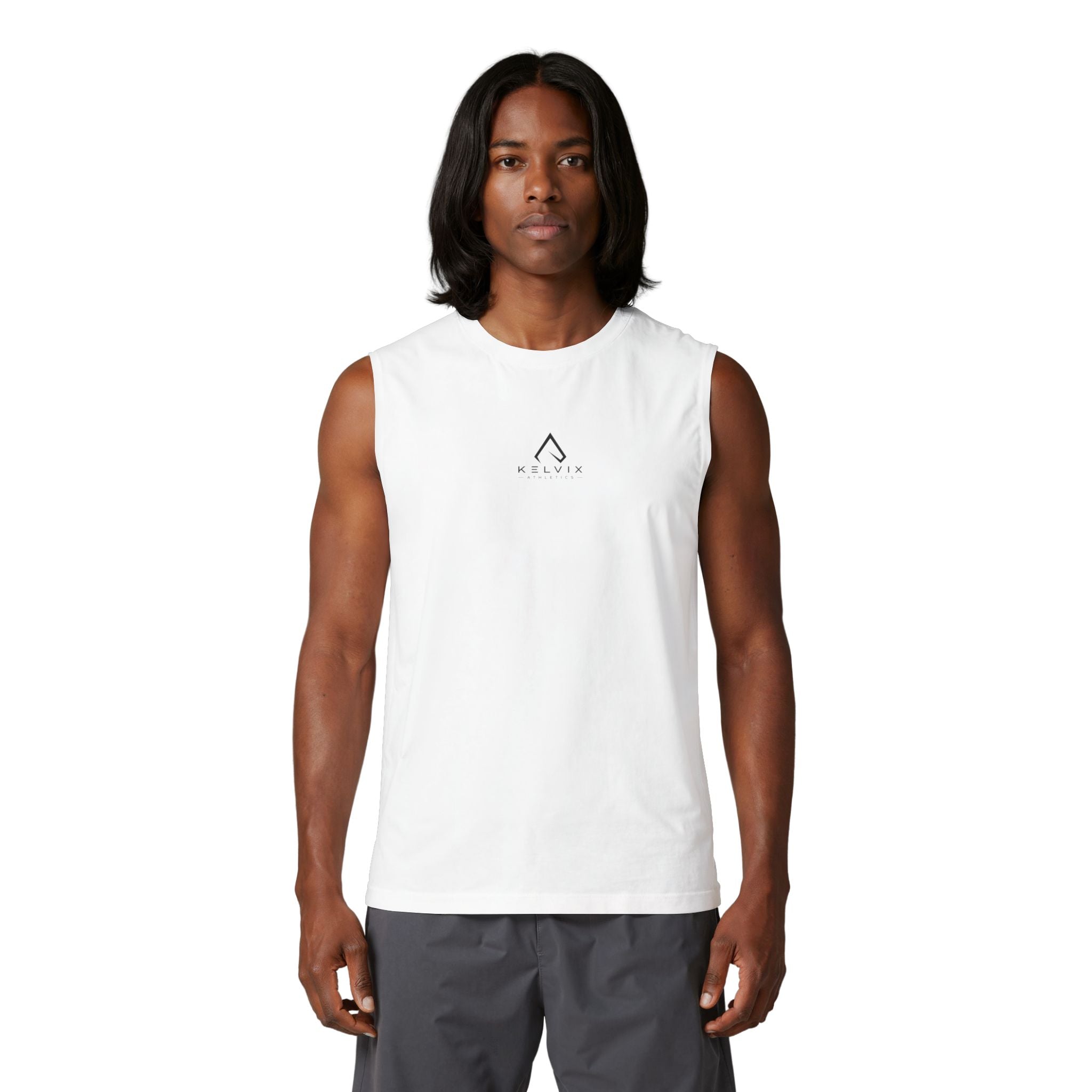 Muscle Tank Top — Clean White Athletic Sleeveless Tee