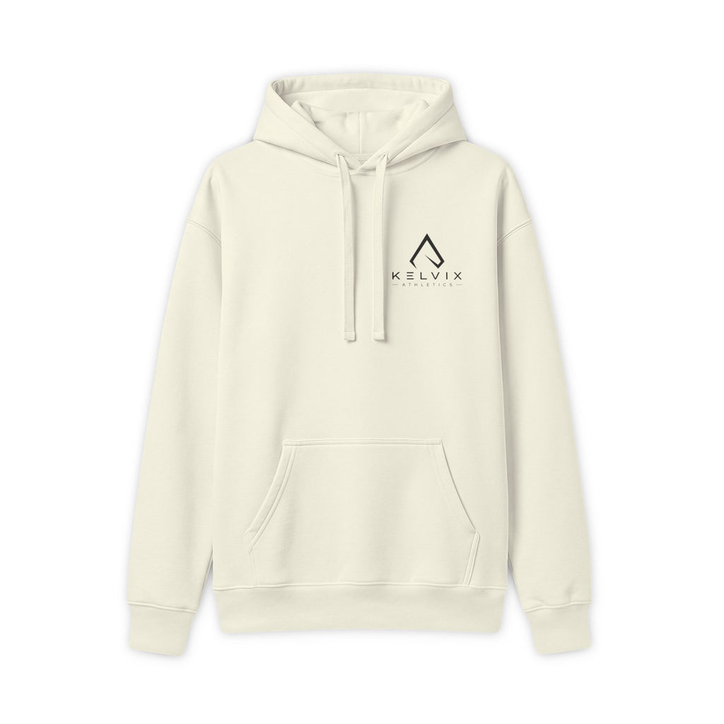 Kelvix Logo Hoodie — Minimalist Vertical Back Print Pullover