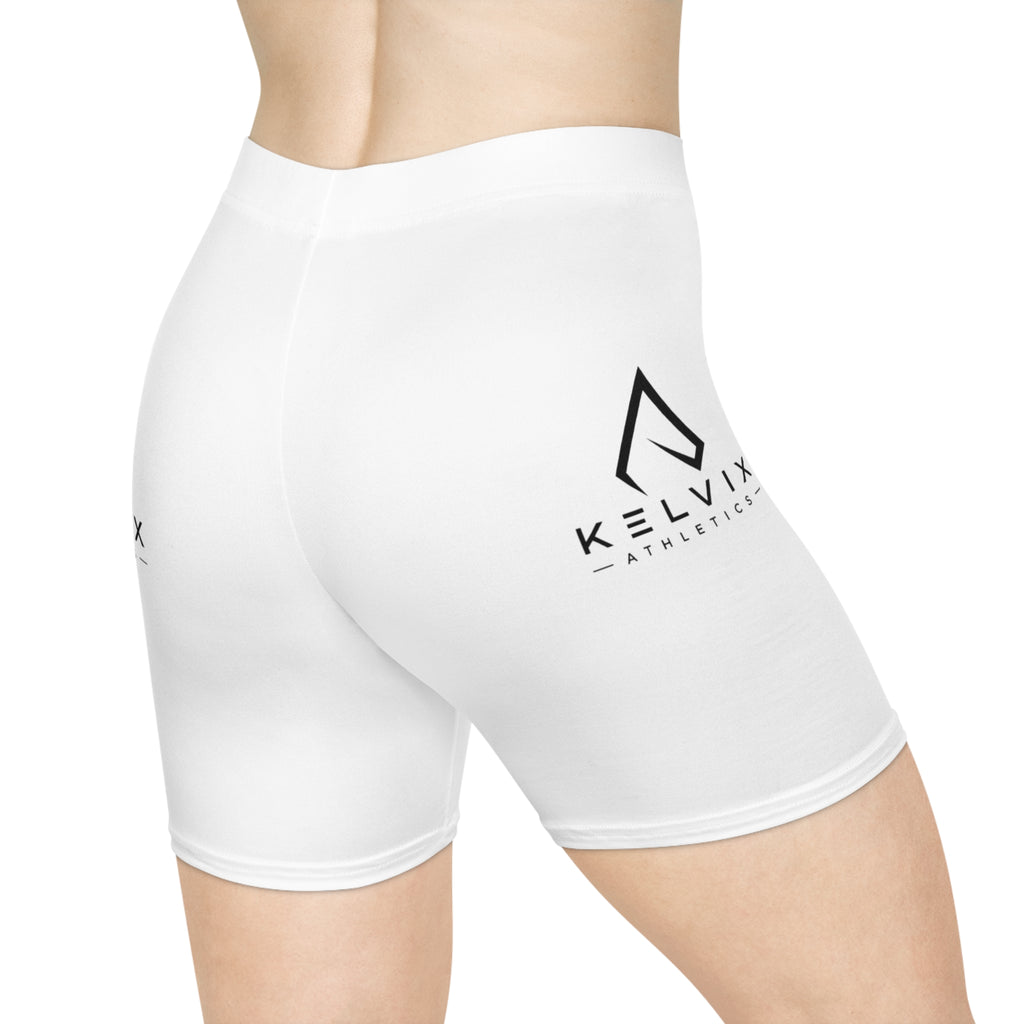 Women's Biker Shorts — Kelvix Athletics White Logo Performance Cycling Shorts