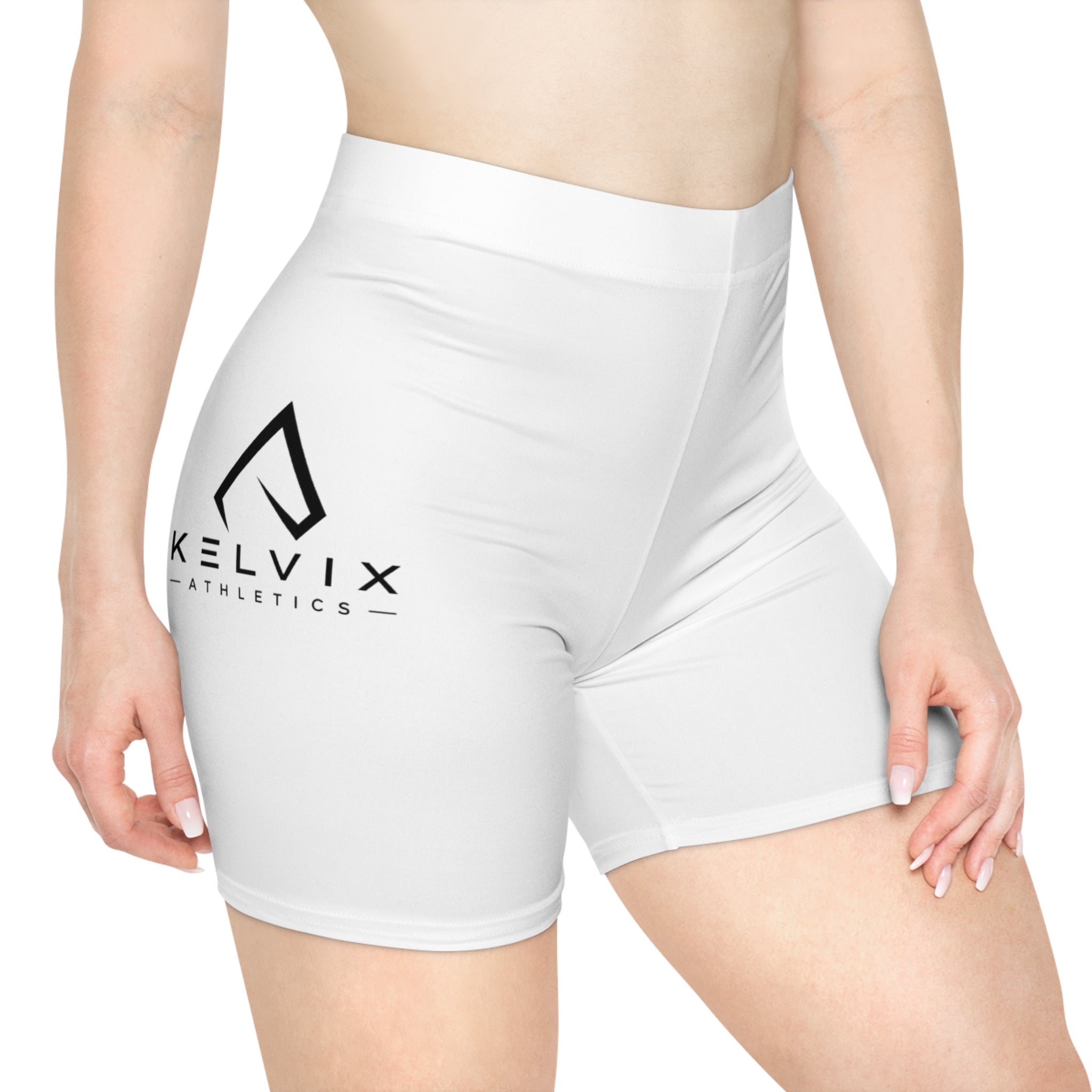 Women's Biker Shorts — Kelvix Athletics White Logo Performance Cycling Shorts